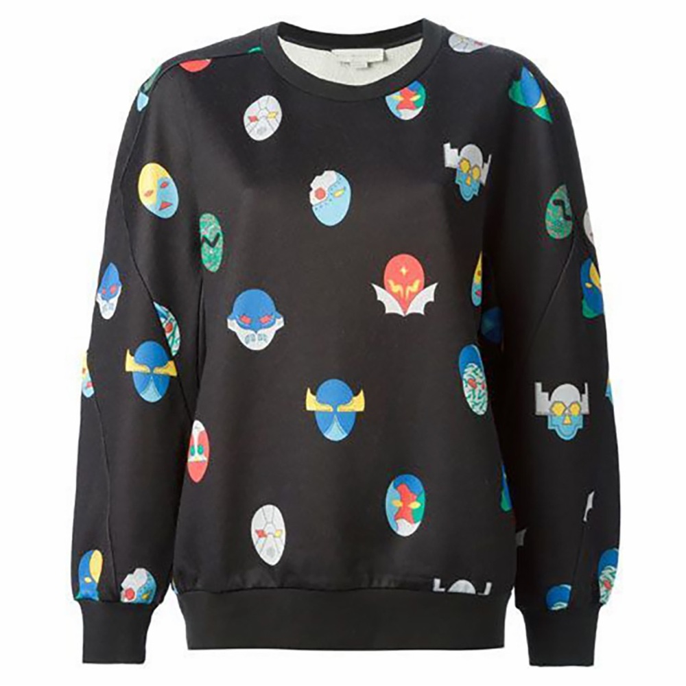 Stella McCartney Superhero Sweatshirt Top Black Dots Cartoon Cotton IT 38